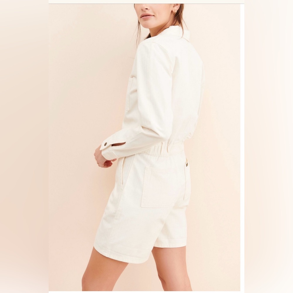 NWOT LEE UNION-ALLS,  Denim Vintage Style Romper Size Medium Color White - Picture 4 of 4